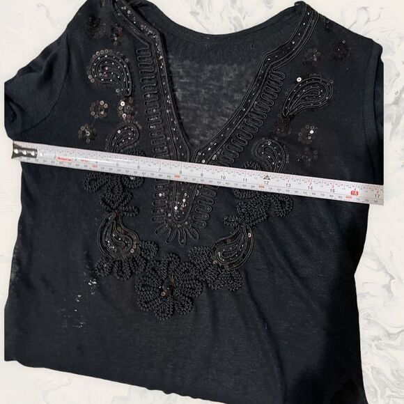 Black Embroidered Tunic- Size Small- Black - Picture 6 of 7